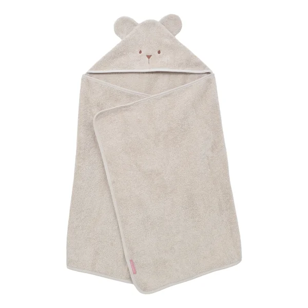 cape de bain bébé rectangulaire à oreilles ourson beige coton bio oeko-tex