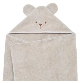 cape de bain bébé rectangulaire à oreilles ourson beige coton bio oeko-tex