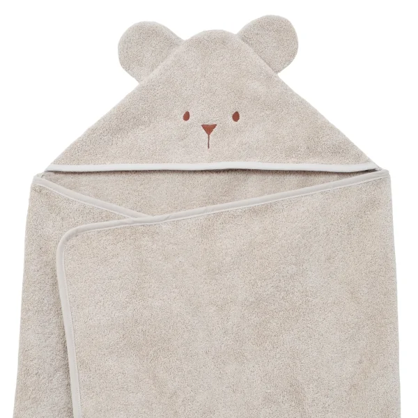 cape de bain bébé rectangulaire à oreilles ourson beige coton bio oeko-tex