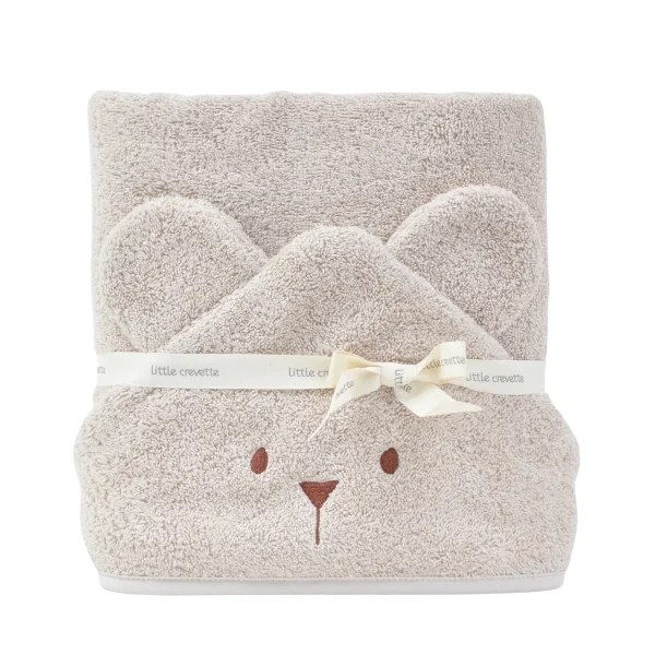 cape de bain bébé rectangulaire à oreilles ourson beige coton bio oeko-tex personnalisée au prénom