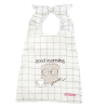 Serviette bavoir élastiqué blanc à carreaux mixte fille garçon motif tartine good morning en coton bio oekotex