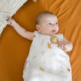 gigoteuse été légère tog 0,5 mixte fille garçon motif foret renard hérisson feuillage en coton bio oekotex