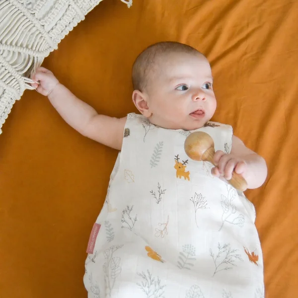 gigoteuse été légère tog 0,5 mixte fille garçon motif foret renard hérisson feuillage en coton bio oekotex