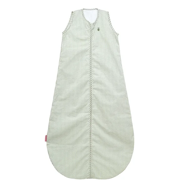 gigoteuse été enfant 130 cm mixte motif vichy vert sauge ouverture sur le devant en coton bio