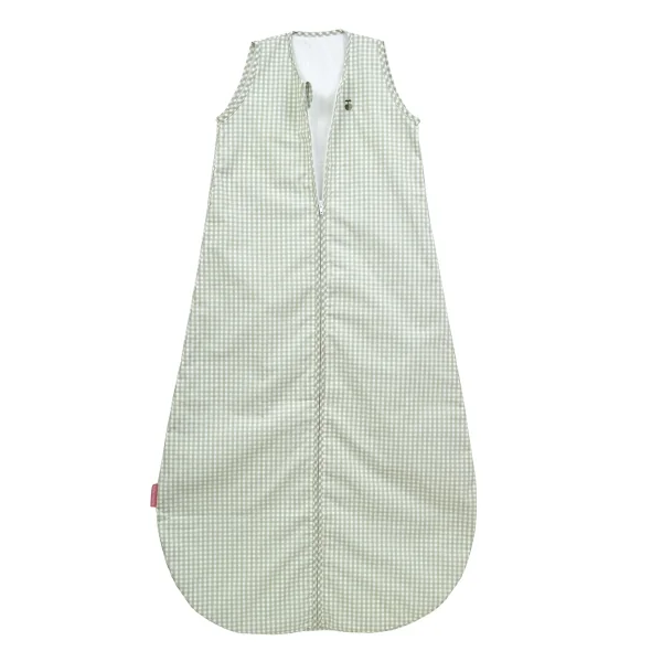 gigoteuse été enfant 130 cm mixte motif vichy vert sauge ouverture sur le devant en coton bio