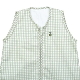 gigoteuse été enfant 130 cm mixte motif vichy vert sauge ouverture sur le devant en coton bio