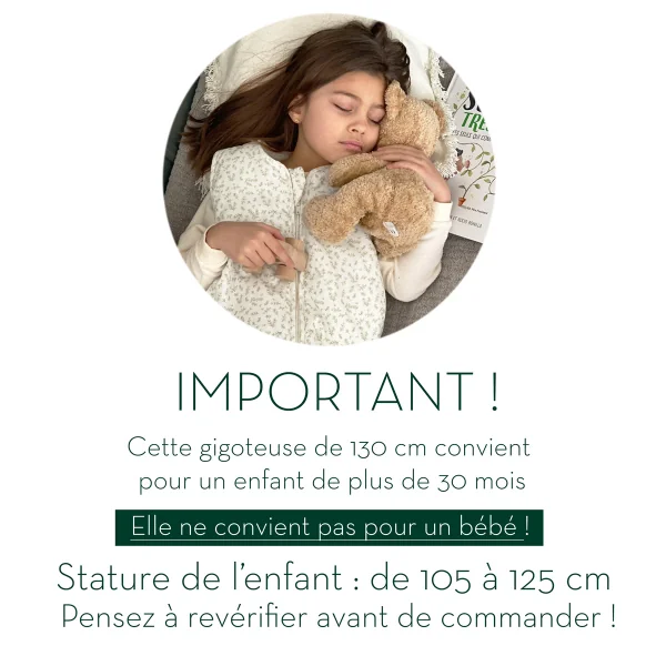 guide des tailles gigoteuses enfant 130 cm