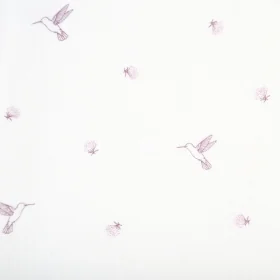 motif colibri gaze de coton bio parme et violet