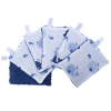 lingettes bébé en tissu lavable et réutilisable gaze de coton et éponge bleue motif baleine coton bio et oekotex