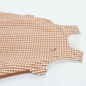 gigoteuse été mixte vichy caramel en percale coton bio TOG 0.5