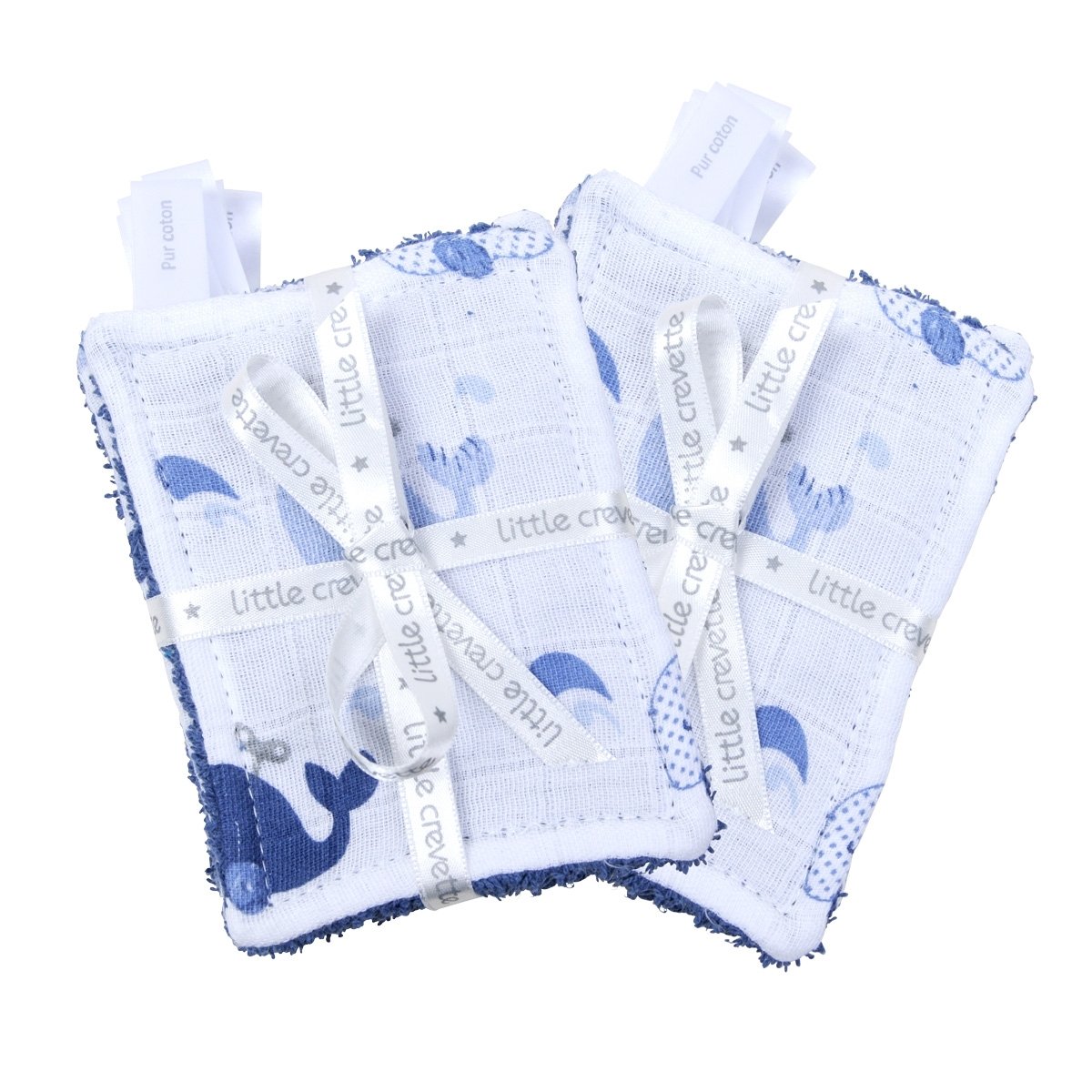 Lot de 12 lingettes lavables Baleine