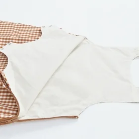 gigoteuse été mixte vichy caramel en percale coton bio TOG 0.5
