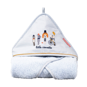 Cape de bain bleu mixte fille garçon animaux du cirque en coton bio oekotex
