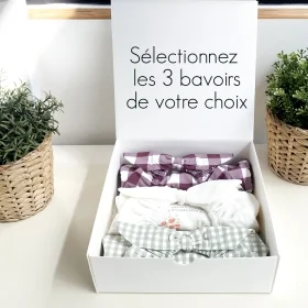 coffret cadeau pour bébé à composer soi-même 3 bavoirs au choix fille ou garçon