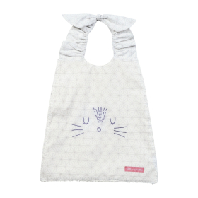 Serviette bavoir élastiqué blanc mixte fille garçon motif lapin en coton bio oekotex