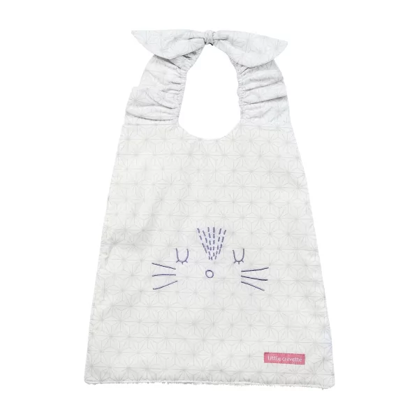 Serviette bavoir élastiqué blanc mixte fille garçon motif lapin en coton bio oekotex