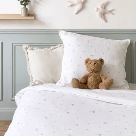 parure de lit enfant en double-gaze coton bio imprimée colibri