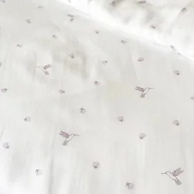 parure de lit enfant en double-gaze coton bio imprimée colibri