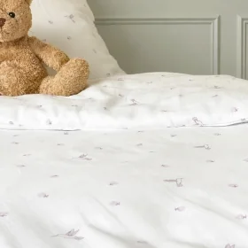 parure de lit enfant en double-gaze coton bio imprimée colibri