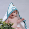 Cape de bain bébé mixte fille garçon blanche et verte Crocrodile en coton bio oekotex