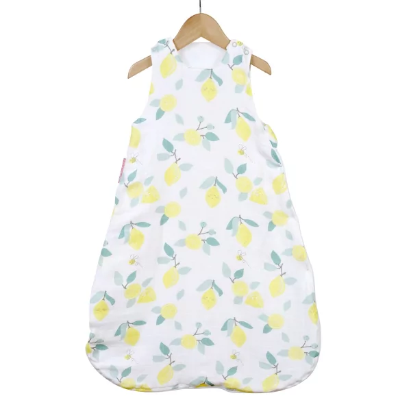 Gigoteuse été en lange légère tog 0,5 mixte fille garçon blanche motif citron jaune en coton bio oekotex