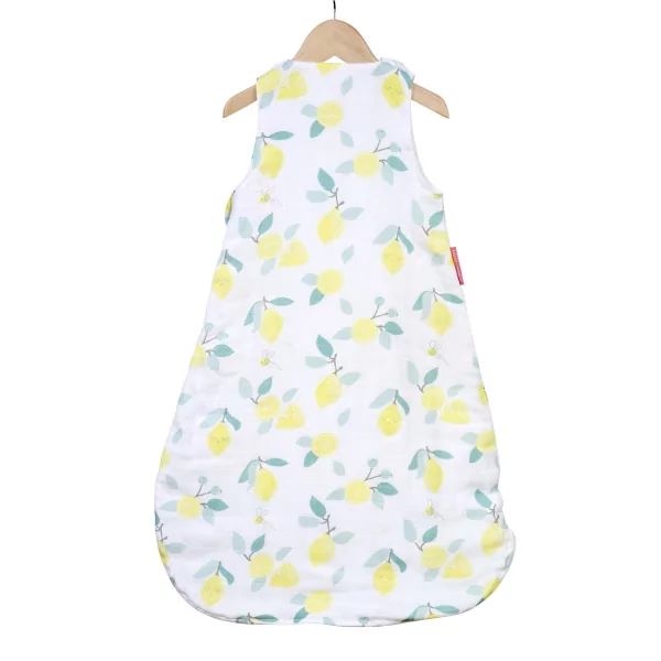 Gigoteuse été en lange légère tog 0,5 mixte fille garçon blanche motif citron jaune en coton bio oekotex