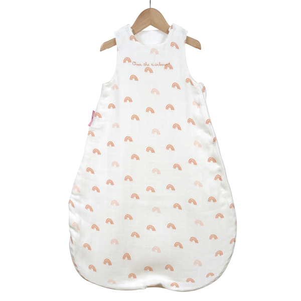 Gigoteuse été légère blanche en lange tog 0,5 fille motif arc-en-ciel rose en coton bio oekotex