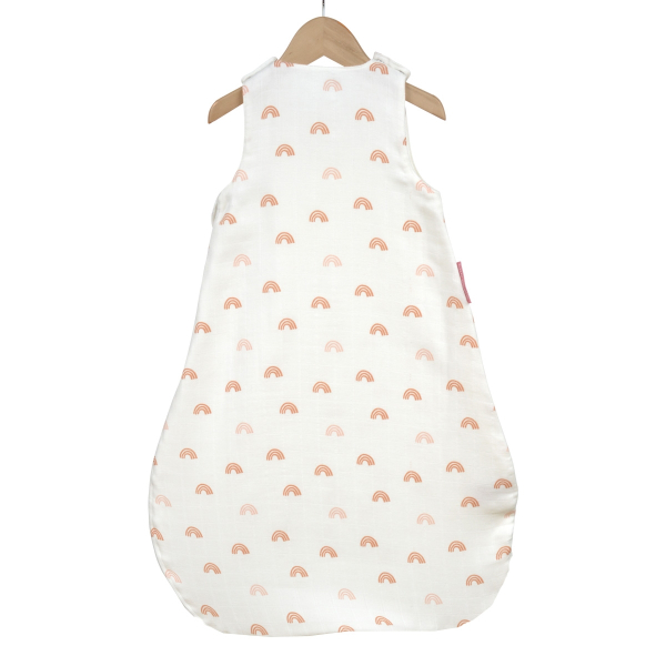 Gigoteuse été légère blanche en lange tog 0,5 fille motif arc-en-ciel rose en coton bio oekotex