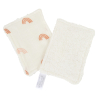 lingettes bébé en tissu lavables et réutilisables gaze de coton et éponge écru motif arc-en-ciel coton bio et oekotex