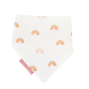 Bavoir bandana bébé fille blanc motif arc-en-ciel rose fermeture pressions en coton bio oekotex