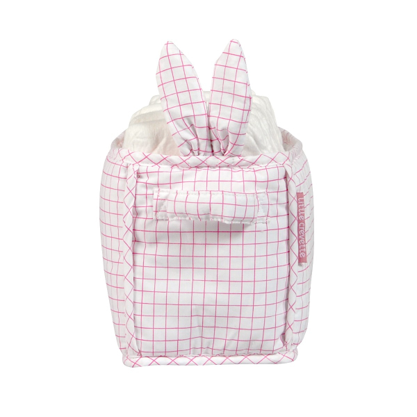 Bac de rangement à couches en tissu avec oreilles de lapin motif à carreaux roses