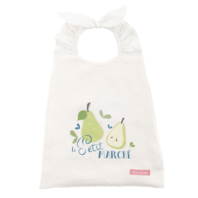 Serviette bavoir élastiqué blanc mixte fille garçon motif poire le petit marché en coton bio oekotex