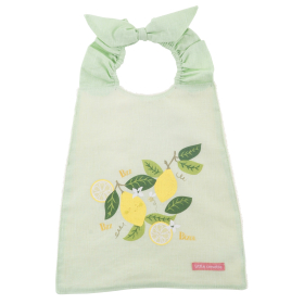 Serviette bavoir élastiqué vert mixte fille garçon motif Citron feuille en coton bio oekotex