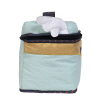 Trousse de toilette originale Super-héros pour bébé et enfant fille ou garçon bleu turquoise et doré intérieur PVC coton bio