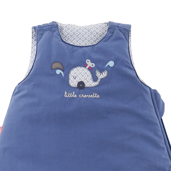 Gigoteuse mixte fille garçon bleue motif Baleine en coton bio oekotex