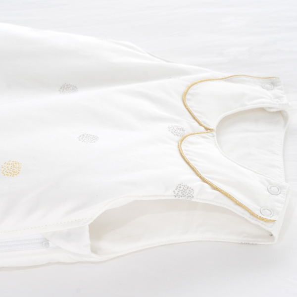 Gigoteuse à pois tog 2,5 fille col claudine blanche en coton bio oekotex