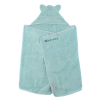 Cape de bain à oreilles vert céladon personnalisée au prénom coton bio oeko-tex