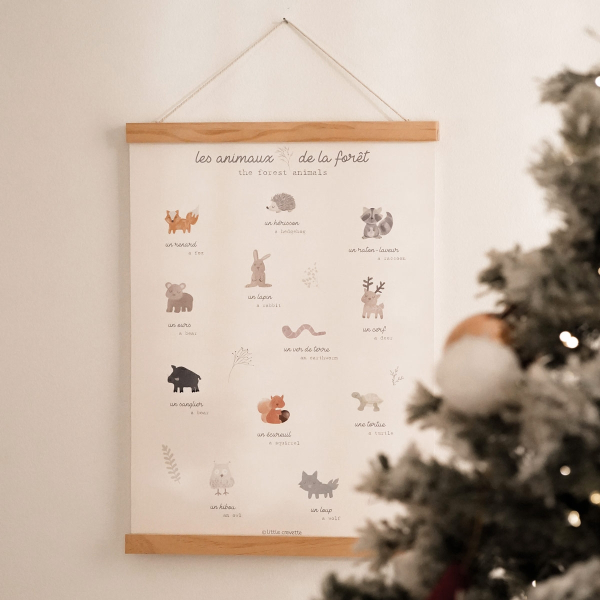 Affiche chambre bébé renard et les animaux de la foret