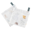 Débarbouillettes en gaze de coton bio lavable et réutilisable écru motif renard Dream Forest