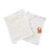 lingettes bébé en tissu lavables et réutilisables gaze de coton et éponge écru motif renard coton bio et oekotex