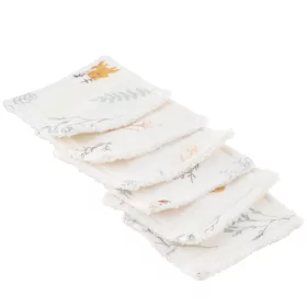 lingettes bébé en tissu lavables et réutilisables gaze de coton et éponge écru motif renard coton bio et oekotex