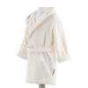 Peignoir à capuche enfant mixte fille garçon blanc écru broderie lapin et oreilles de lapin sur la capuche en coton bio oekotex