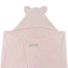 Cape de bain bébé mixte garçon fille vieux rose oreilles à personnaliser prénom avec broderie coton bio oekotex