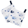 Débarbouillettes en gaze de coton bio lavable et réutilisable bleu motif baleine