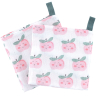 Débarbouillettes en gaze de coton bio lavable et réutilisable motif pommes rose