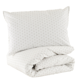 Parure de lit enfant blanche mixte garçon fille gaze de coton 100x140 cm taie d'oreiller et housse de couette bio oekotex