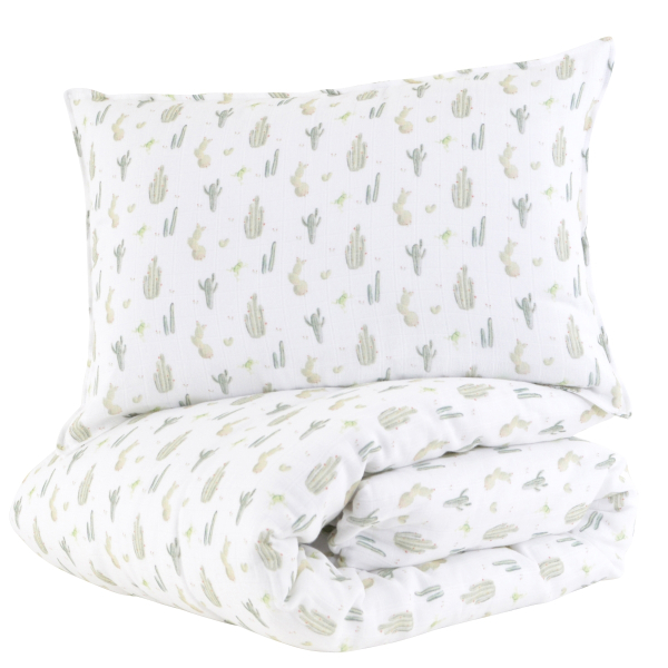 Parure de lit gaze de coton Cactus 100x140 cm