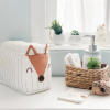 lingettes bébé en tissu lavables et réutilisables gaze de coton et éponge écru motif renard coton bio et oekotex