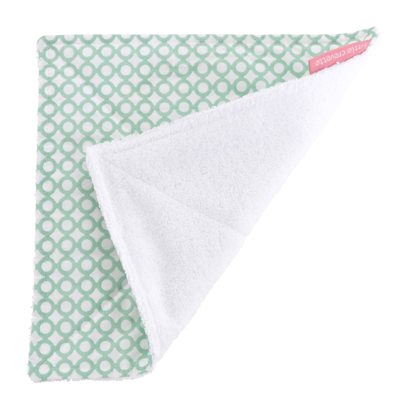 Essuie-tout en tissu lavable et réutilisable doublé éponge motif pois verts en coton bio