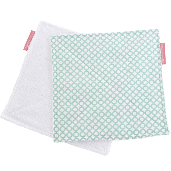 Essuie-tout en tissu lavable et réutilisable doublé éponge motif pois verts en coton bio